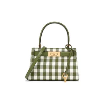 TORY BURCH Lee Radziwill Fabric With Leather Handbag Shoulder Bag Crossbody Bag Mini Women's Olive Green & White