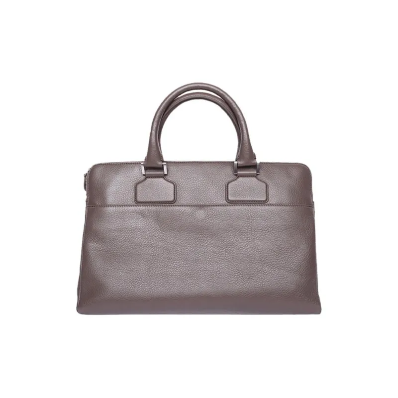 EMPORIO ARMANI Cow Leather Briefcase, Handbag Men's Coffee-1