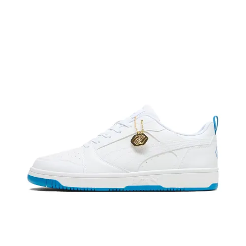 PUMA Rebound V6 Lo Anti Slip Wear Resistant Low Top Skateboard Shoes Unisex White