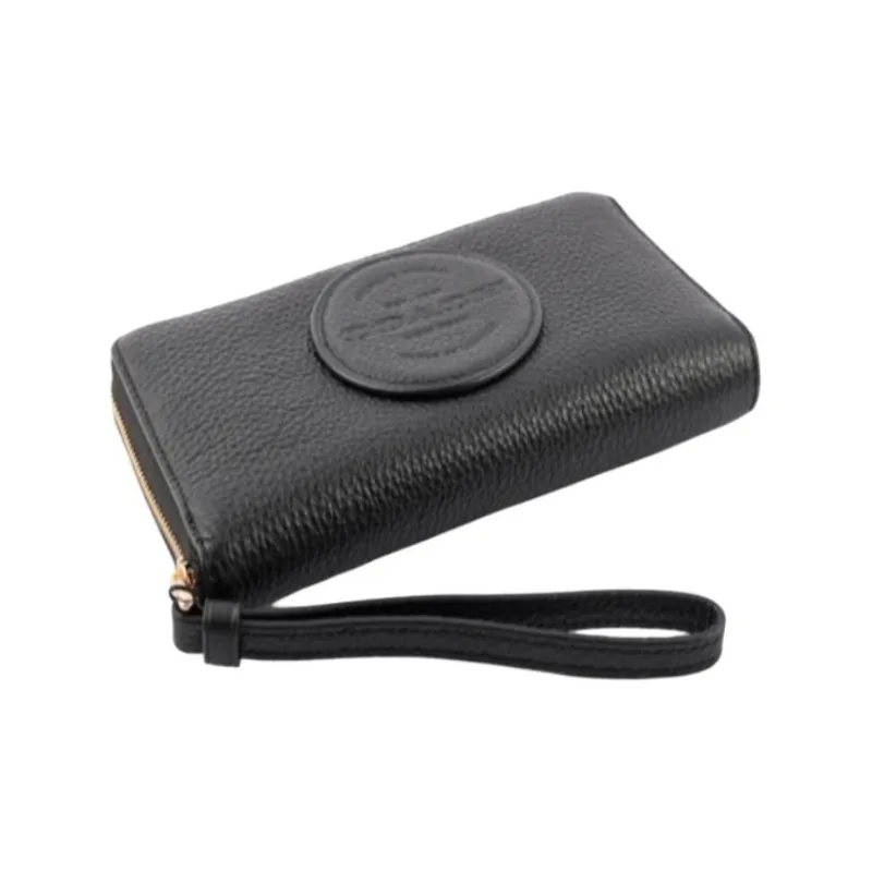 COACH Dempsey Solid Color Monochrome Leather Cell Phone Pouch Card Holder Long Wallet Women's Midnight Marine Blue-3
