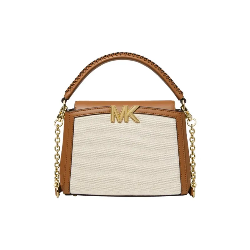 MICHAEL KORS Karlie Fabric Backpack, Shoulder Bag, Crossbody Bag, Handbag Small Size Women's Natural/Leather Brown-0