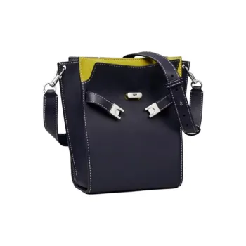 TORY BURCH Lee Radziwill Leather Suede Trim Bucket Bags Shoulder Bag Crossbody Bag Women's Navy