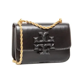 TORY BURCH Eleanor Leather Box Bag, Small Square Bag, Shoulder Bag, Crossbody Bag Small Size Women's Black