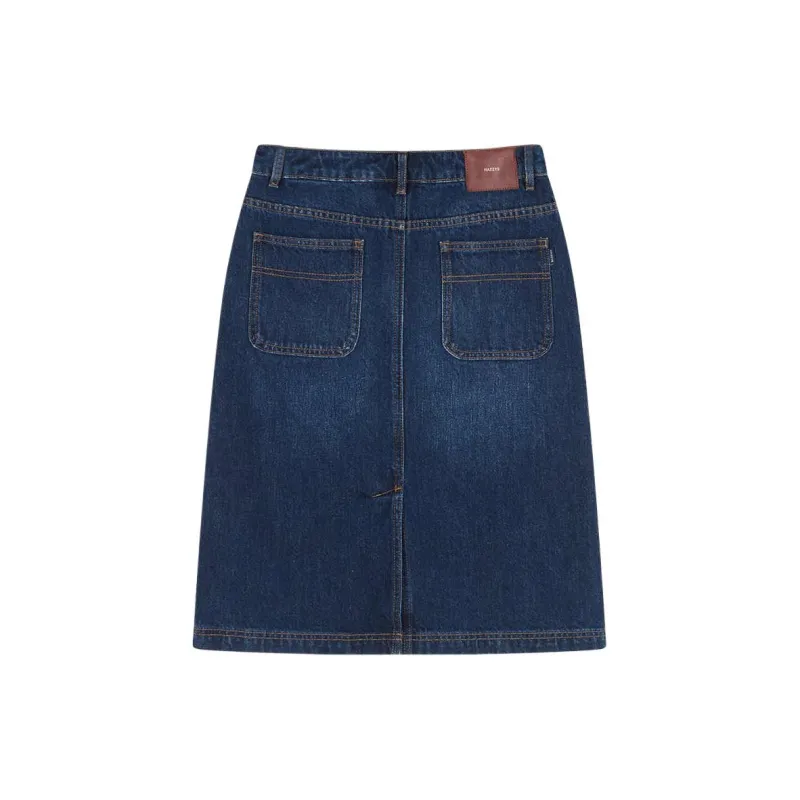 HAZZYS Denim Long Skirt Women's Navy Blue-1