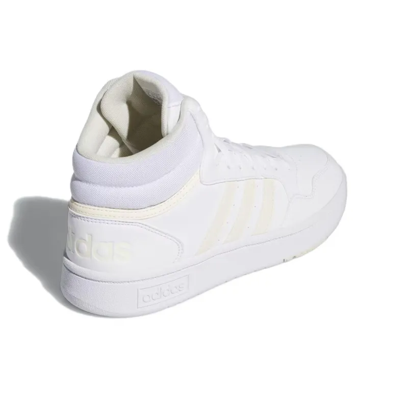 Adidas HOOPS 3.0 Anti-Slip Wear-Resistant Mid-Top Skateboard Shoes Women's White-3