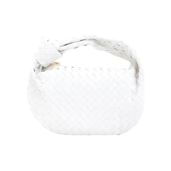 Bottega Veneta Jodie Top Handle Bag Teen Intrecciato White