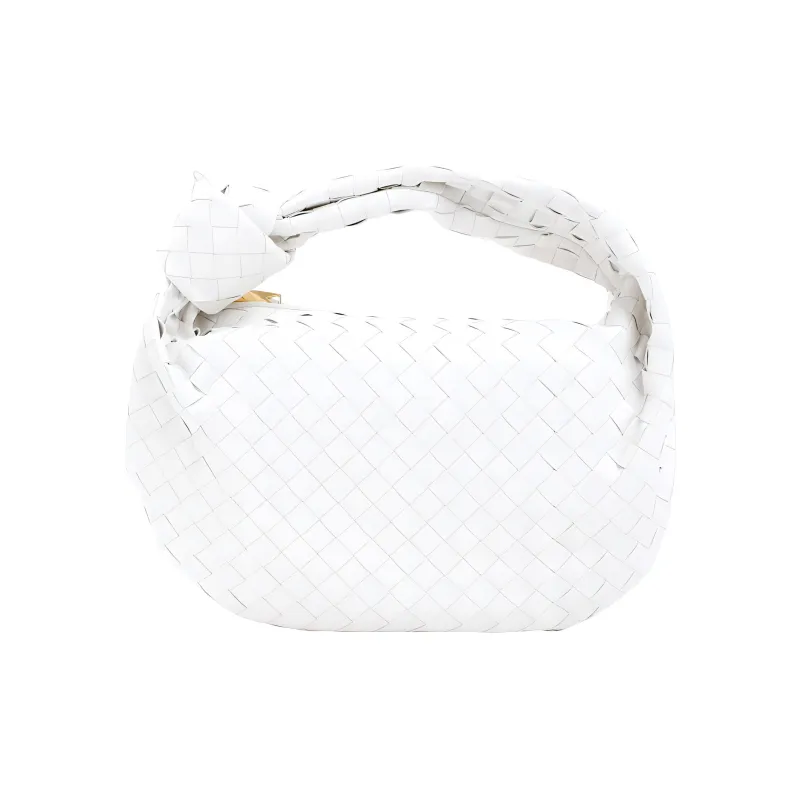 Bottega Veneta Jodie Top Handle Bag Teen Intrecciato White-0