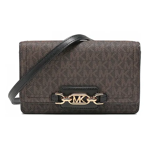 MICHAEL KORS Heather Artificial Leather Clutch Shoulder Bag Trumpets Women's Brown