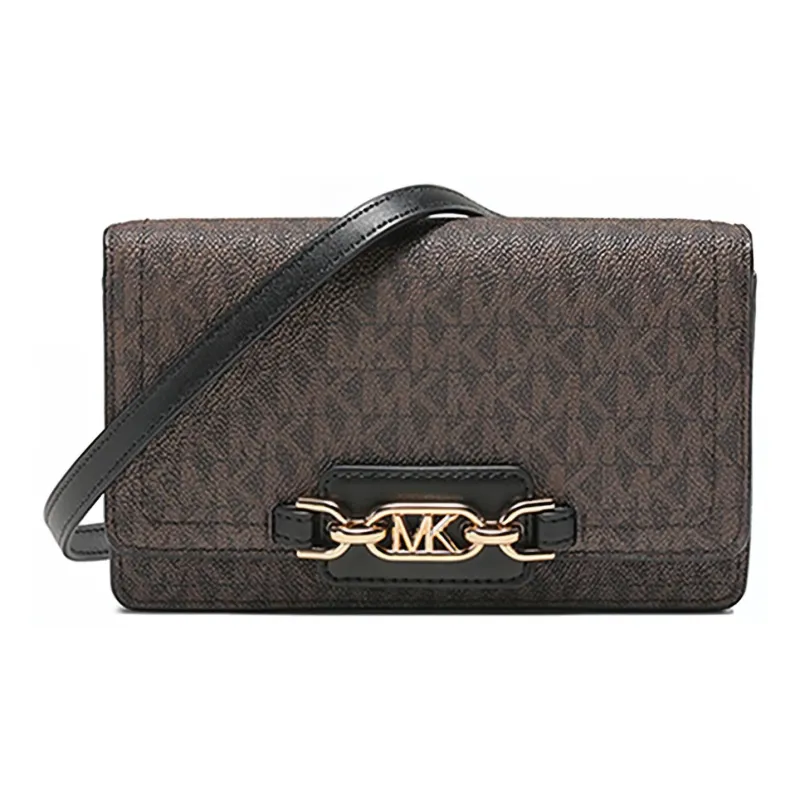MICHAEL KORS Heather Artificial Leather Clutch Shoulder Bag Trumpets Women's Brown-0