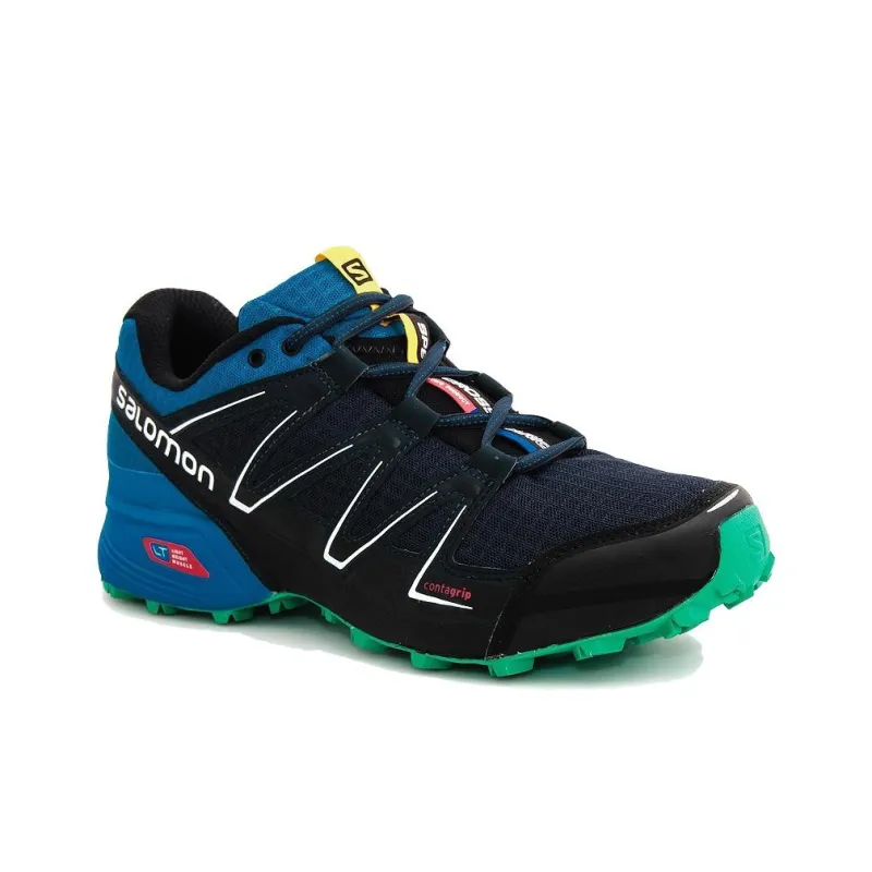 SALOMON Speedcross Vario Anti Slip Wear Resistant Low Top Running Shoes Men's Black Blue Green-1