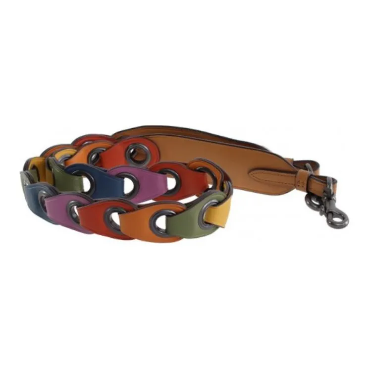 COACH Smooth Leather Chain Leather Accessory Bag Strap Women's Blue & Yellow & Pink & Green & Red-1