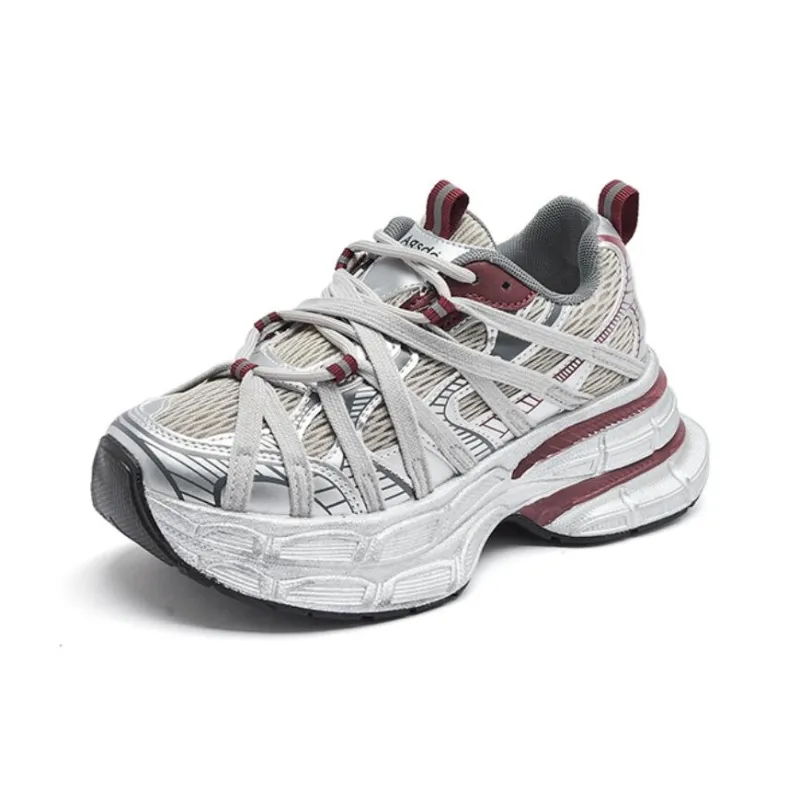 AGSDON Cushioned Slip Resistant Low Top Chunky Sneakers Women's Beige-16