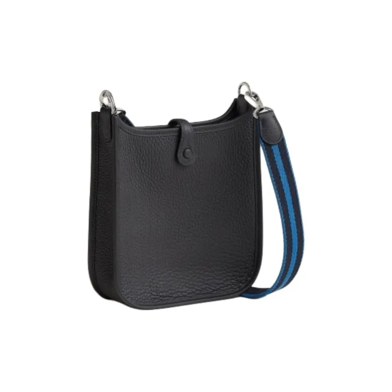 HERMES Evelyne Clemence Bullock Leather Ivorie Crossbody Bag Shoulder Bag Women's Navy Blue & Indigo & Zanzibar Blue-3