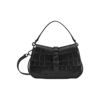 Furla Cocco Air Print Leather And Soft Suede Shoulder Bag Crossbody Bag Handbag Mini Women's Black