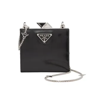 PRADA Brushed Leather Wallet Women's Black
