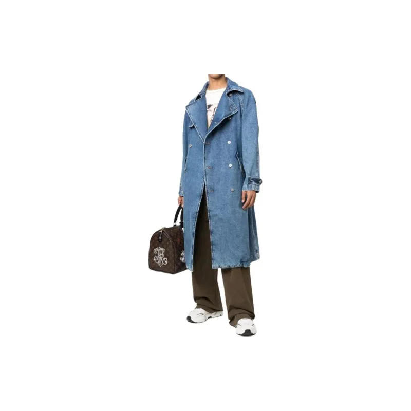 DIESEL Trench Coats Men Denim Blue-3