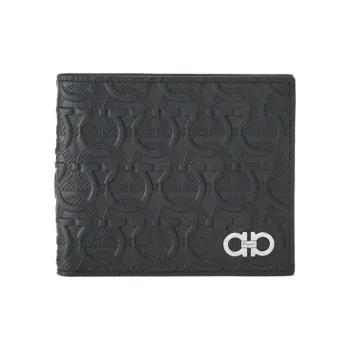 FERRAGAMO Travel Embossed Leather Wallet Regular Men's Black