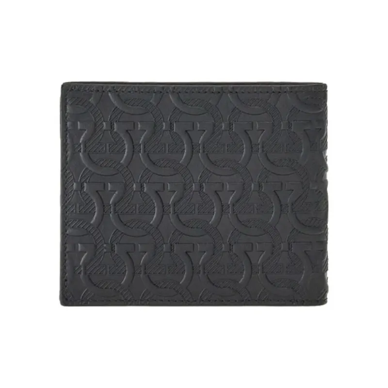 FERRAGAMO Travel Embossed Leather Wallet Regular Men's Black-2
