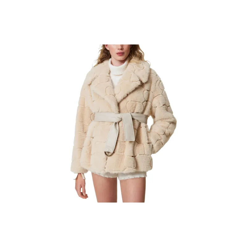 Twinset Faux fur Belted Jacket-1