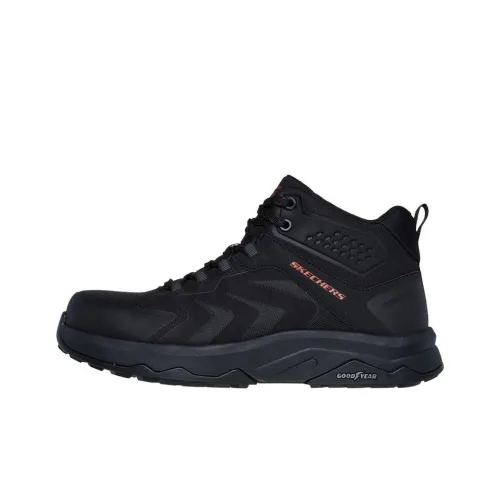 Skechers Work Anti-Slip Wear-Resistant High-Top Casual Shoes Men's Black Red
