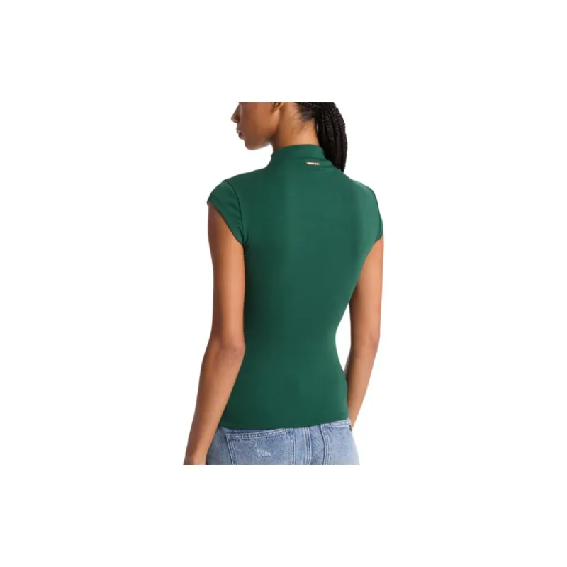 MICHAEL KORS Stretch Cotton Blend Funnel-Neck Top-1