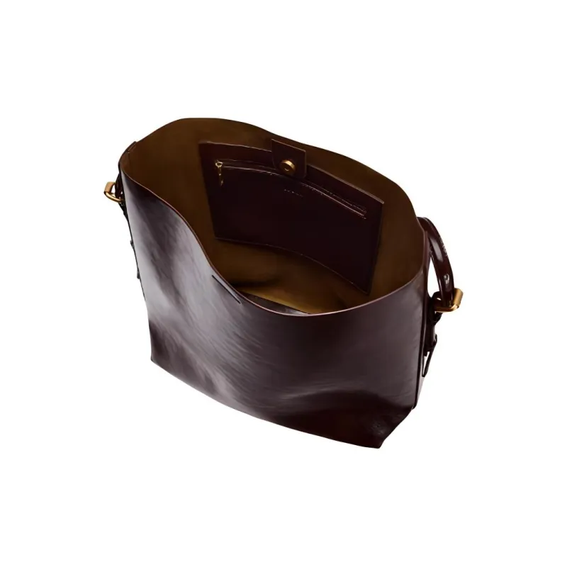 ZARA Polyurethane Bucket Bag, Handbag, Shoulder Bag Tubas Women's Brown-4