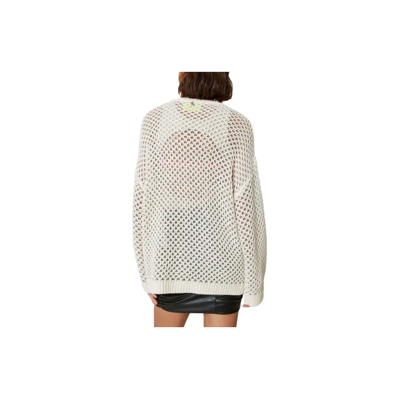 Twinset Lurex detail Open knit Sweater-3