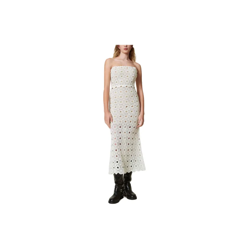 Twinset Crochet knit Bustier Midi Dress-1