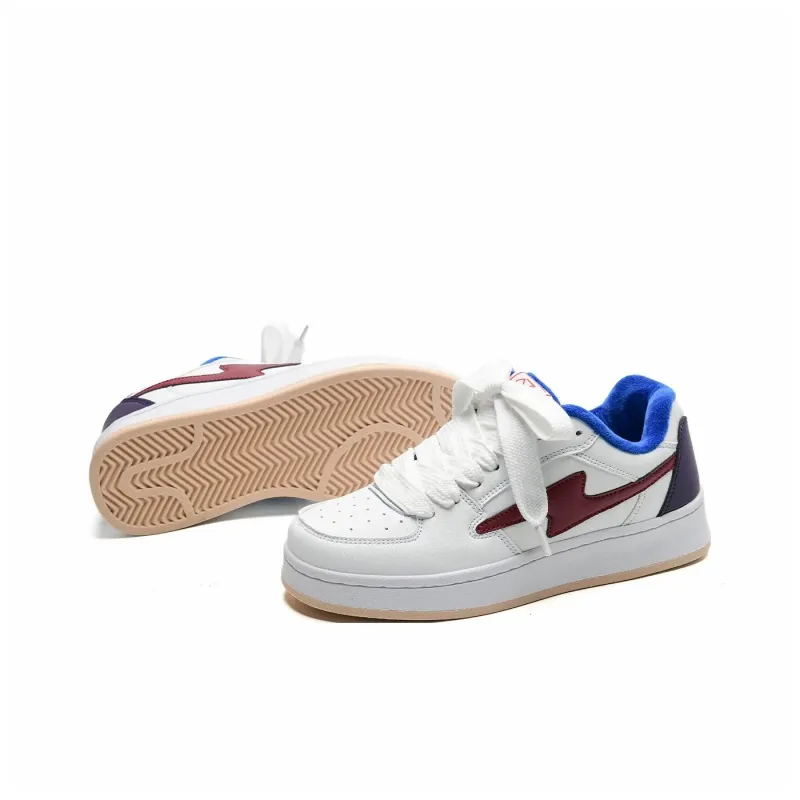 Circle Small Warm Cushioning Wear Resistant Lightweight Low Top Skateboard Shoes Unisex White Blue Red Box Included-3
