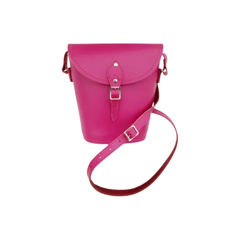 Zatchels Leather Shoulder Bag Small Size Large Size Women's Magenta-1