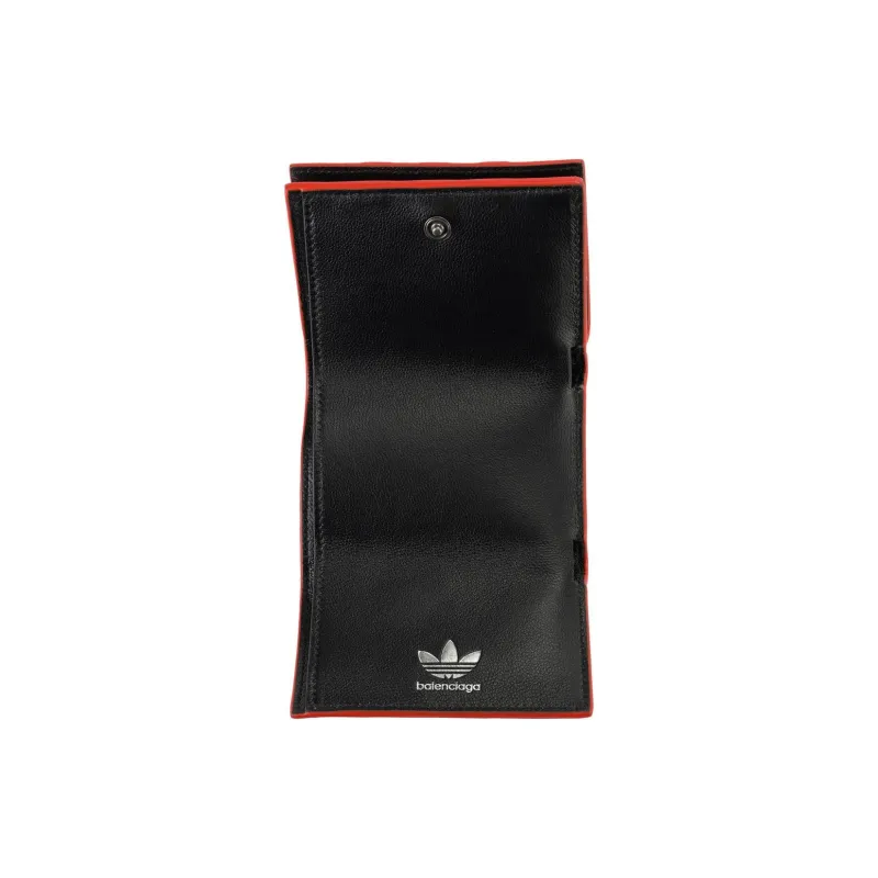 Balenciaga Adidas Collaboration Leather Wallet Women's Red-3