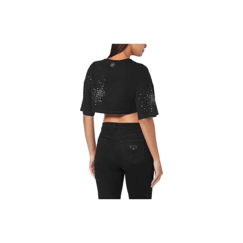 PHILIPP PLEIN Crystal embellished Cropped T shirt-2