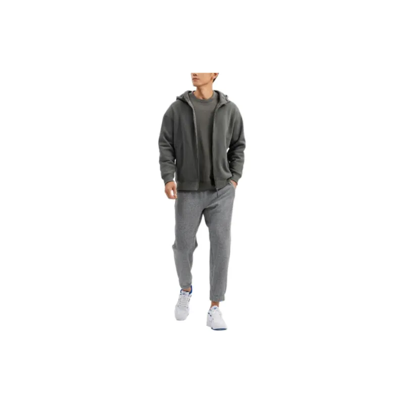 DECATHLON DOMYOS CREW NECK SWEATER 500 Sweatshirt Men's Khaki Gray-5