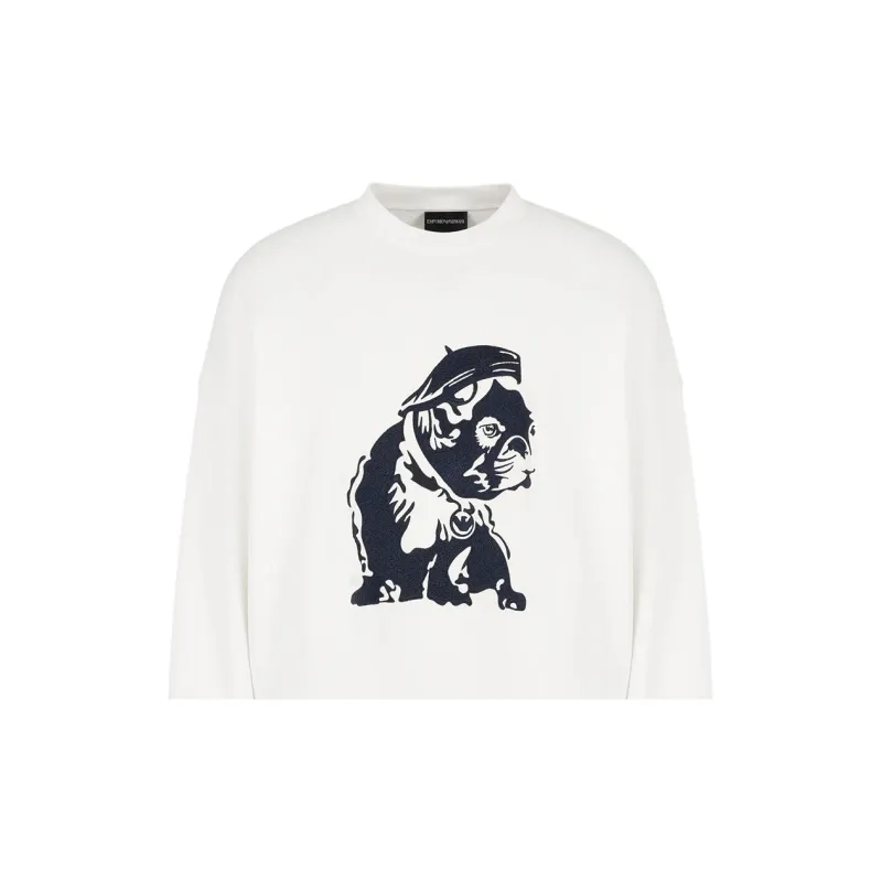 EMPORIO ARMANI Bulldog Embroidered Crewneck Sweatshirt-5