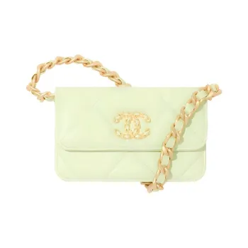 CHANEL 19Bag Sheepskin Evening Bag, Coin Purse, Crossbody Bag, Shoulder Bag Women's Light Green