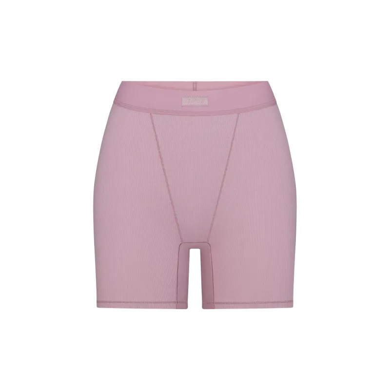 SKIMS FW24 COTTON RIB BOXER Shorts Women's DUSK/Nightfall Color-0