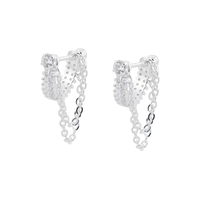 ENFANTIN S925 Sterling Silver Stud Zircon Copper Earrings Unisex-0
