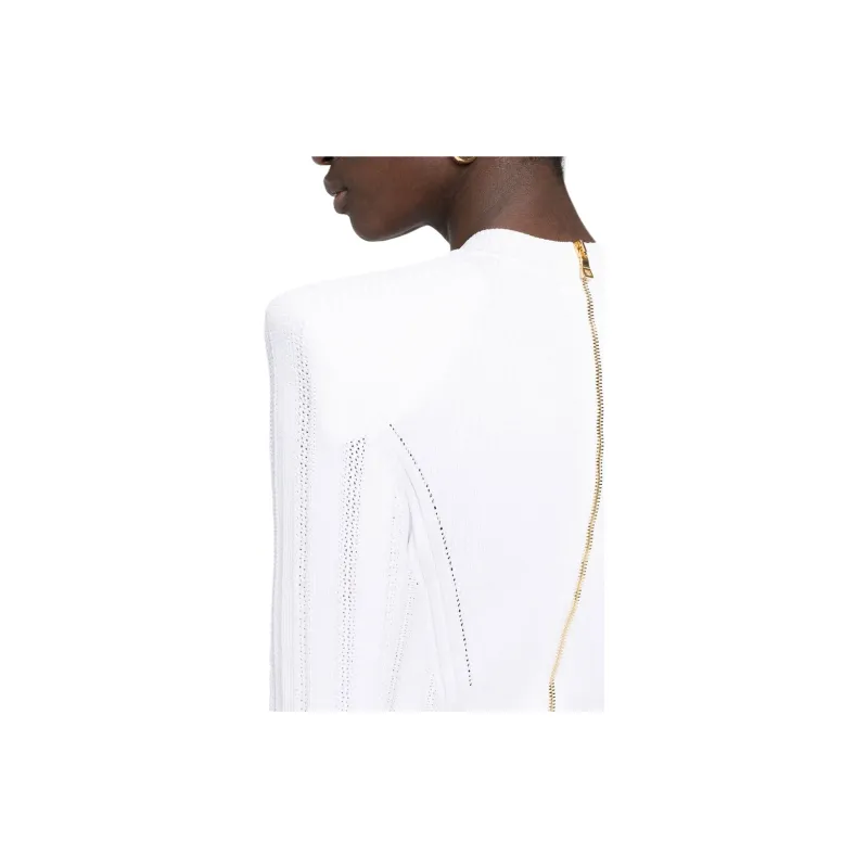 BALMAIN Long Sleeved Dresses Women's White-4