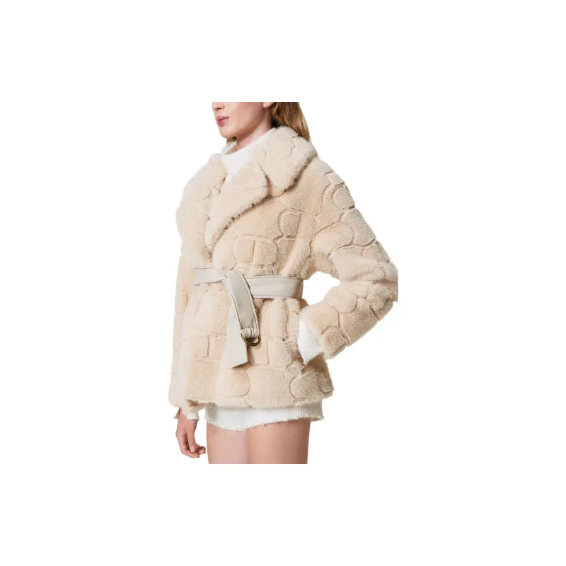 Twinset Faux fur Belted Jacket-4