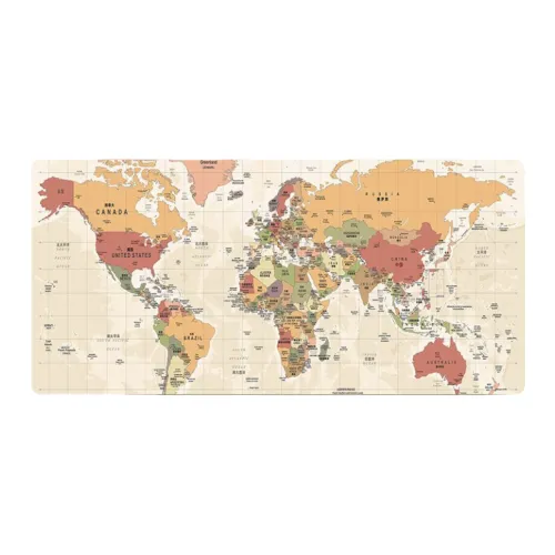 CoolStart World Map Mouse Pad Extra Large Computer Keyboard Chinoiserie Vintage Desk Pad Game Esports Office Creative