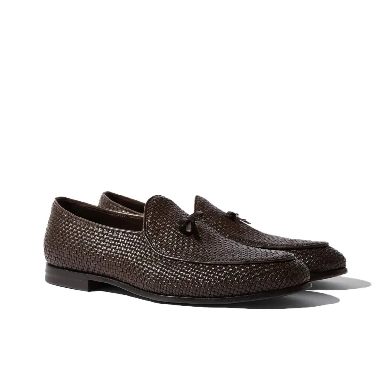 SCAROSSO Henri Brown Woven Loafers-2