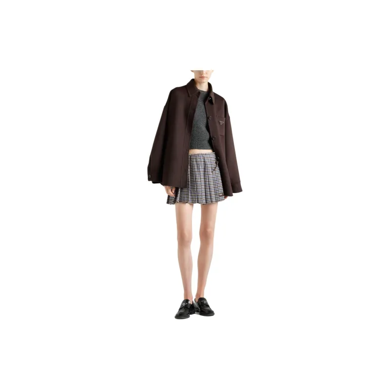 PRADA Checked Wool Mini Skirt-1