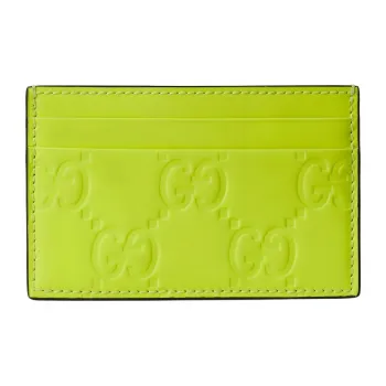 GUCCI Leather Card Holder Men's Neon Yellow
