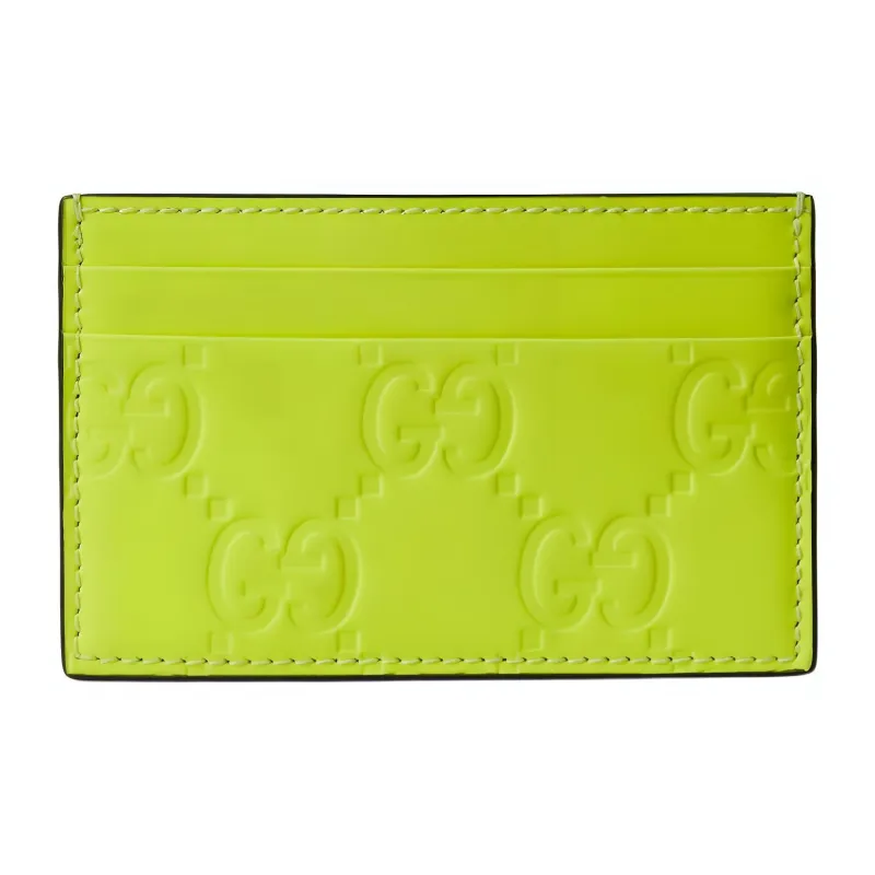 GUCCI Leather Card Holder Men's Neon Yellow-0