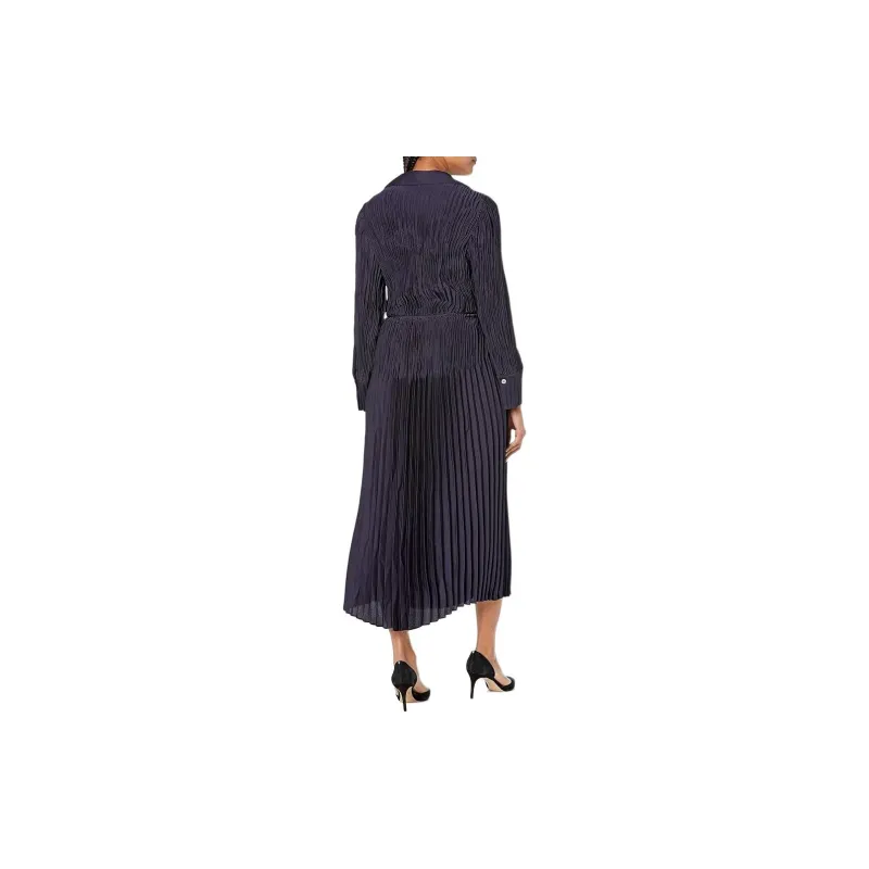 VINCE Long sleeve Pleated Shirtdress-2