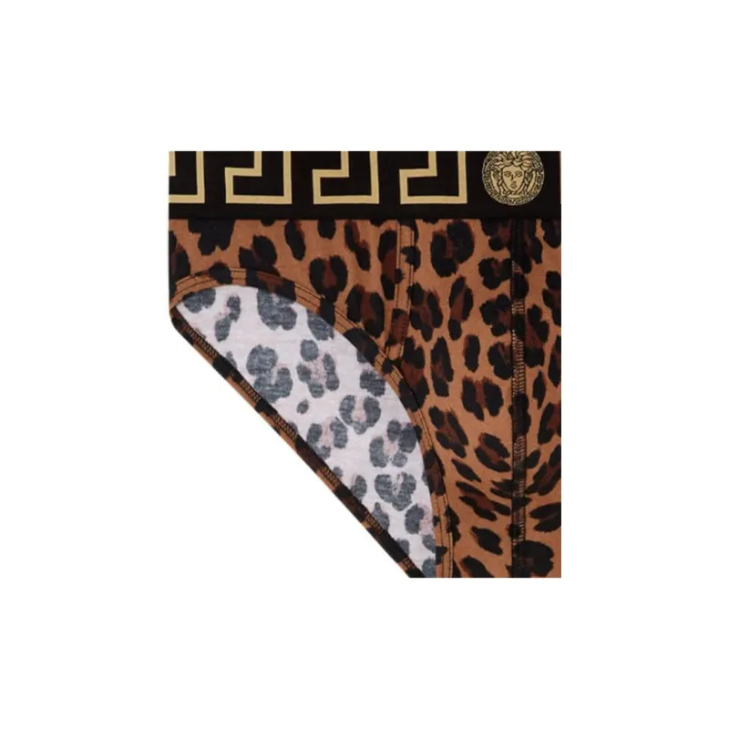 VERSACE Greca Border Leopard-print Briefs-2