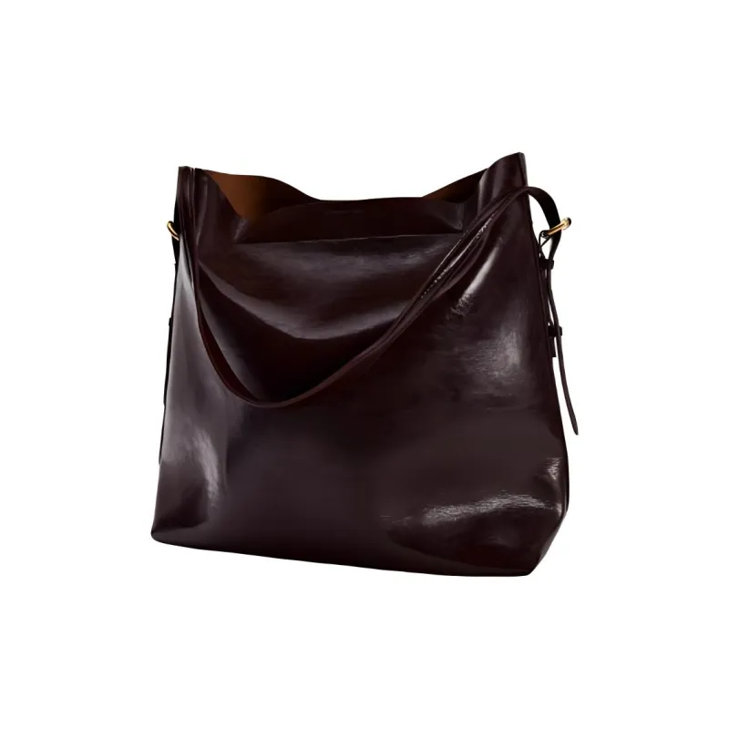ZARA Polyurethane Bucket Bag, Handbag, Shoulder Bag Tubas Women's Brown-2