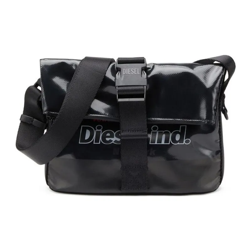 DIESEL Polyvinyl Chloride Messenger Bag Crossbody Bag Shoulder Bag Men's Black-0