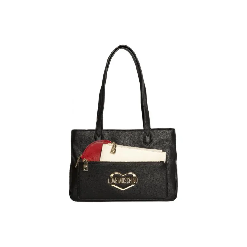 LOVE MOSCHINO Artificial Leather Handbag Shoulder Bag Medium Size Women's Black-1
