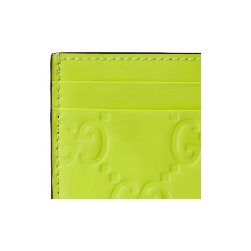 GUCCI Leather Card Holder Men's Neon Yellow-3